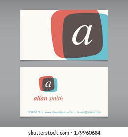 Business card with alphabet letter . Vector design template editable. Vintage design. 