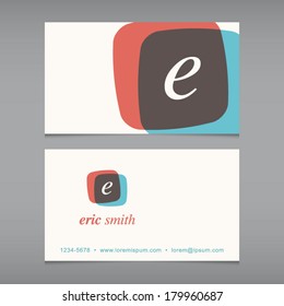 Business card with alphabet letter . Vector design template editable. Vintage design. 