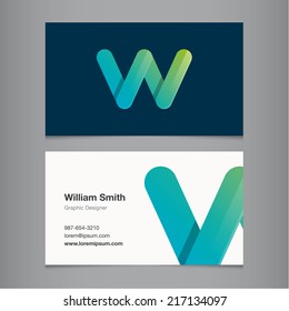 Business card with alphabet letter w.