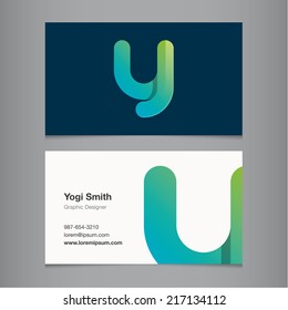 Business card with alphabet letter y.