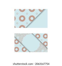 Business card in aquamarine color with luxurious coral ornament for your contacts.