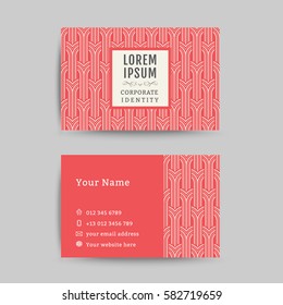 Business card art deco design template, art deco pattern background