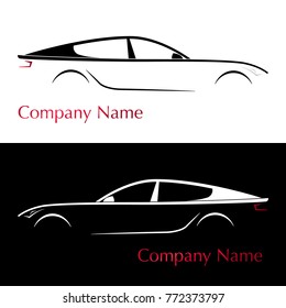 Business card for auto company. Silhouette car. Vector illustration.