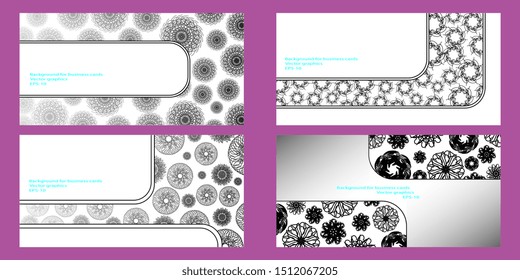Business card with background of mandalas. Vector graphics.