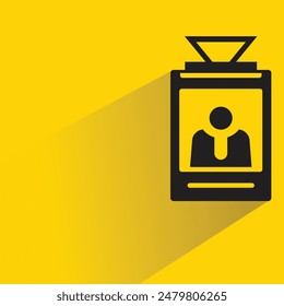 business card badge with drop shadow on yellow background