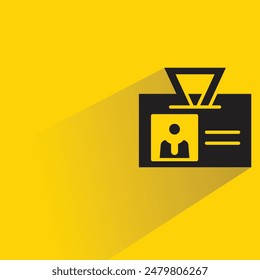 business card badge with drop shadow on yellow background