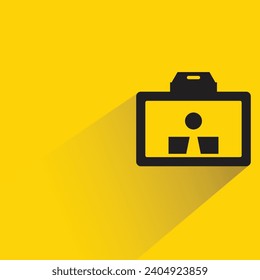 business card badge icon with shadow on yellow background
