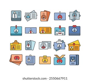 business card badge icons set