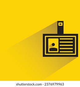 business card badge with shadow on yellow background