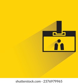 business card badge with shadow on yellow background