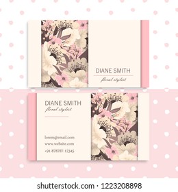 Business Card With Beautiful Flowers. Template