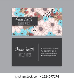 Business card with beautiful flowers. Template