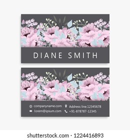 Business card with beautiful flowers. Template