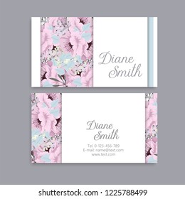 Business card with beautiful flowers. Template