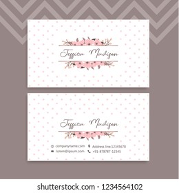 Business card with beautiful flowers. Template