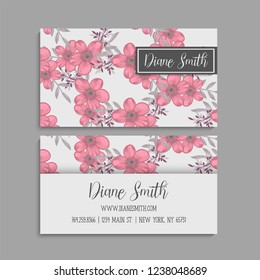 Business card with beautiful flowers. Template