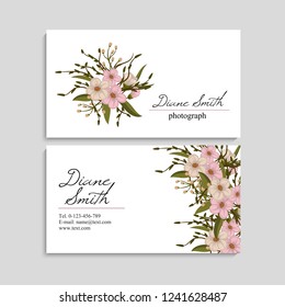 Business card with beautiful flowers. Template