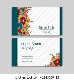 Business card with beautiful flowers. Template