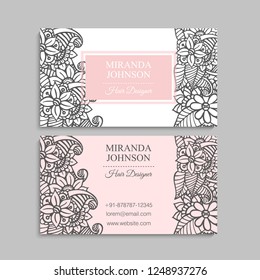 Business Card With Beautiful Flowers. Template