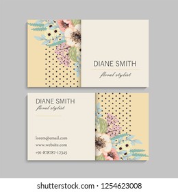 Business card with beautiful flowers. Template