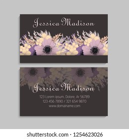 Business card with beautiful flowers. Template