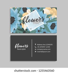 Business card with beautiful flowers. Template