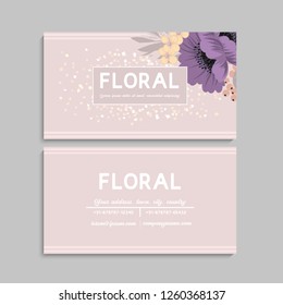 Business card with beautiful flowers. Template