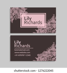 Business card with beautiful flowers. Template