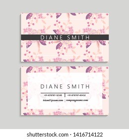 Business card with beautiful flowers. Template