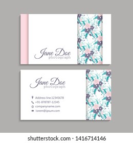 Business card with beautiful flowers. Template
