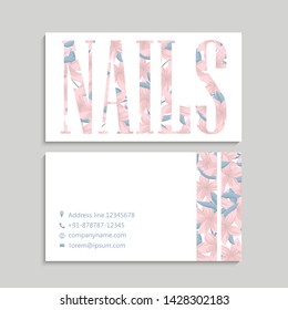 Business card with beautiful flowers. Template