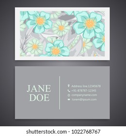 Business card with beautiful flowers.Template