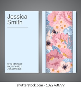 Business card with beautiful flowers.Template