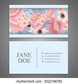 Business card with beautiful flowers.Template