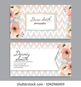 Business Card With Beautiful Flowers.Template