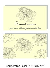 Business card for a beauty salon or company with hand drawn poppies, stylish business design. Business Luxury card. Modern Abstract design with poppy flowers decor.