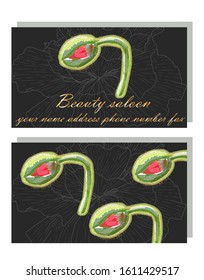 Business card for a beauty salon with watercolor and golden poppies, stylish business design