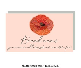 Business card for a beauty salon with watercolor poppies, stylish business design