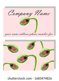 Business card for a beauty salon with watercolor and golden poppies, stylish business design