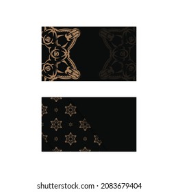 Business card in black with abstract brown pattern for your personality.