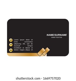 Business card black and gold vector template