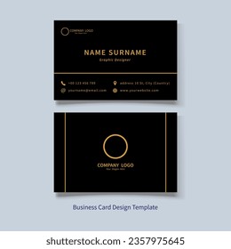 business card black and gold vector design template - standard UK size ratio - editable eps file