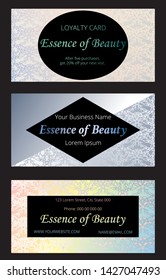 business card  with Black and silver  . Discount Coupon, Loyalty Card Template.