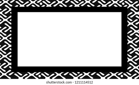 Business card with black and white pattern.
