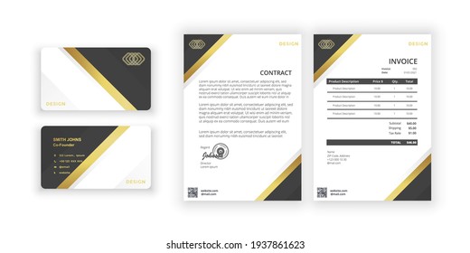 Business card and blank. Simple colorful design. Vector illustration. Modern minimalist template. Document design template for office, company.