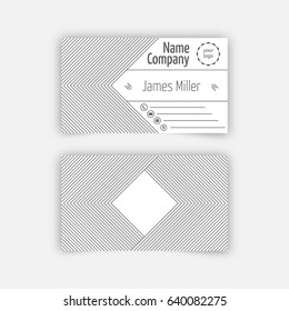 Business card blank template with textured background from thin corner lines. Minimal elegant vector design