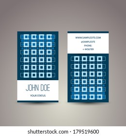 Business Card with Blue Abstract Pattern  - Dots and Squares