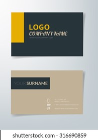 Business card blue black and yellow label vector element with brown space text sample