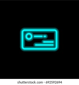 Business card blue glowing neon ui ux icon. Glowing sign logo vector
