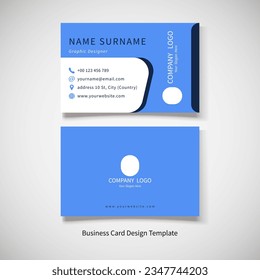 business card blue vector design template - standard UK size ratio - editable eps file